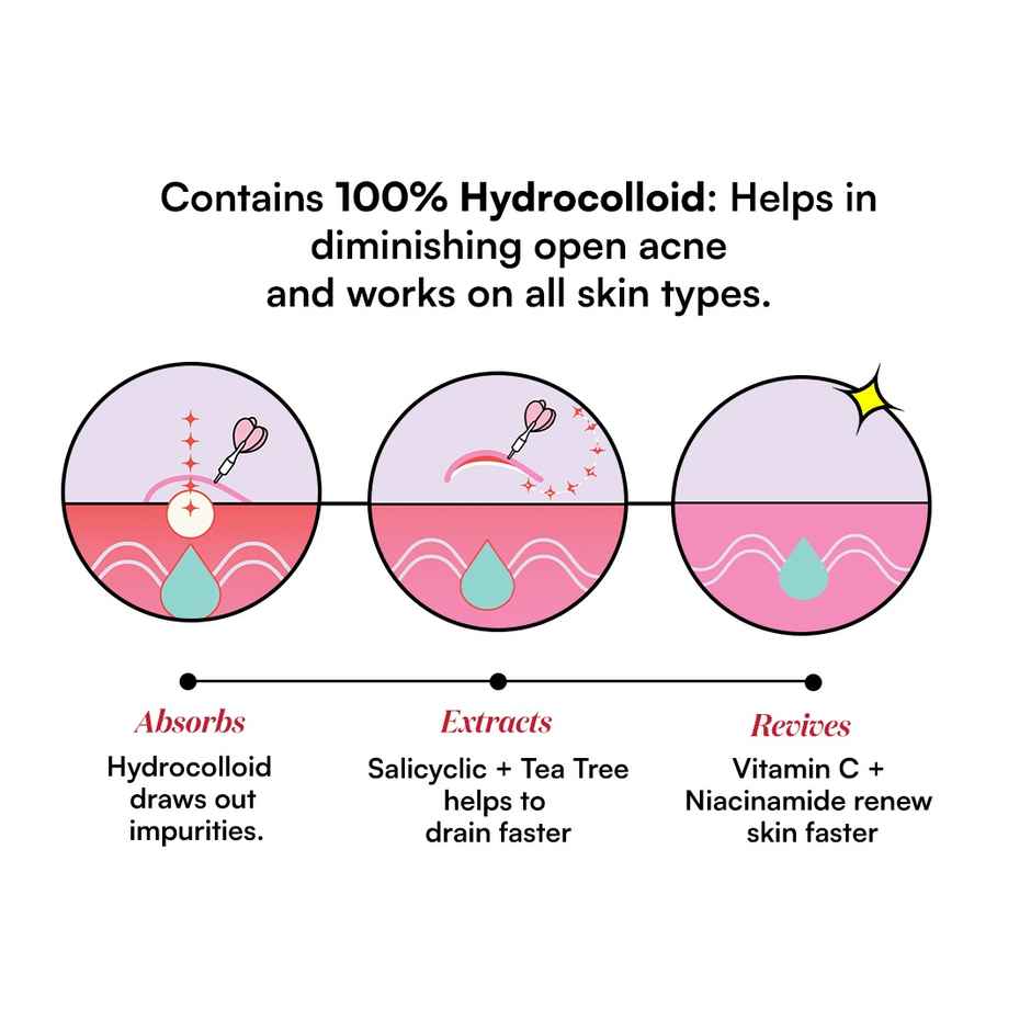 Gush Beauty Dart It Hydrocolloid Pimple Patches | For Healing Acne, Zits and Blemishes | Pink Heart