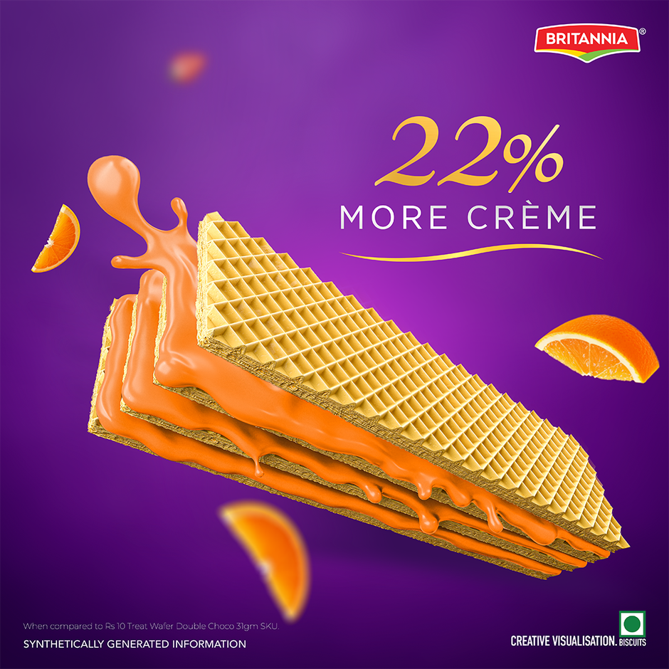Britannia Treat Rich Creme Orange Flavoured Wafers