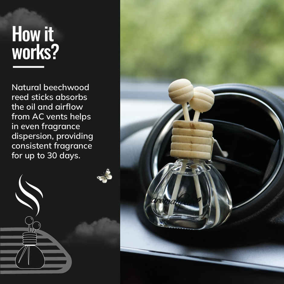 Aromahpure Car Perfume Vent Clip with Wooden Reed Stick | Black Ice Fragrance | Last upto 30 days