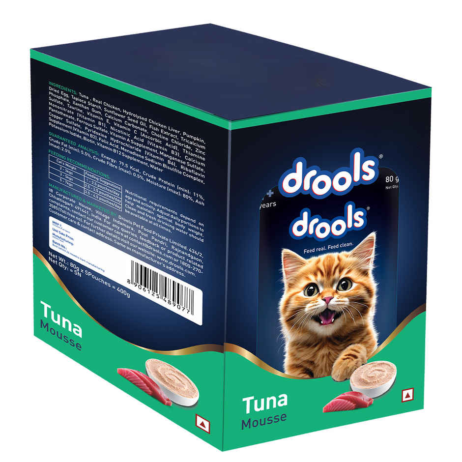 Drools Tuna Mousse Adult Cat Wet Food, 80g (4+1 Free Pack)