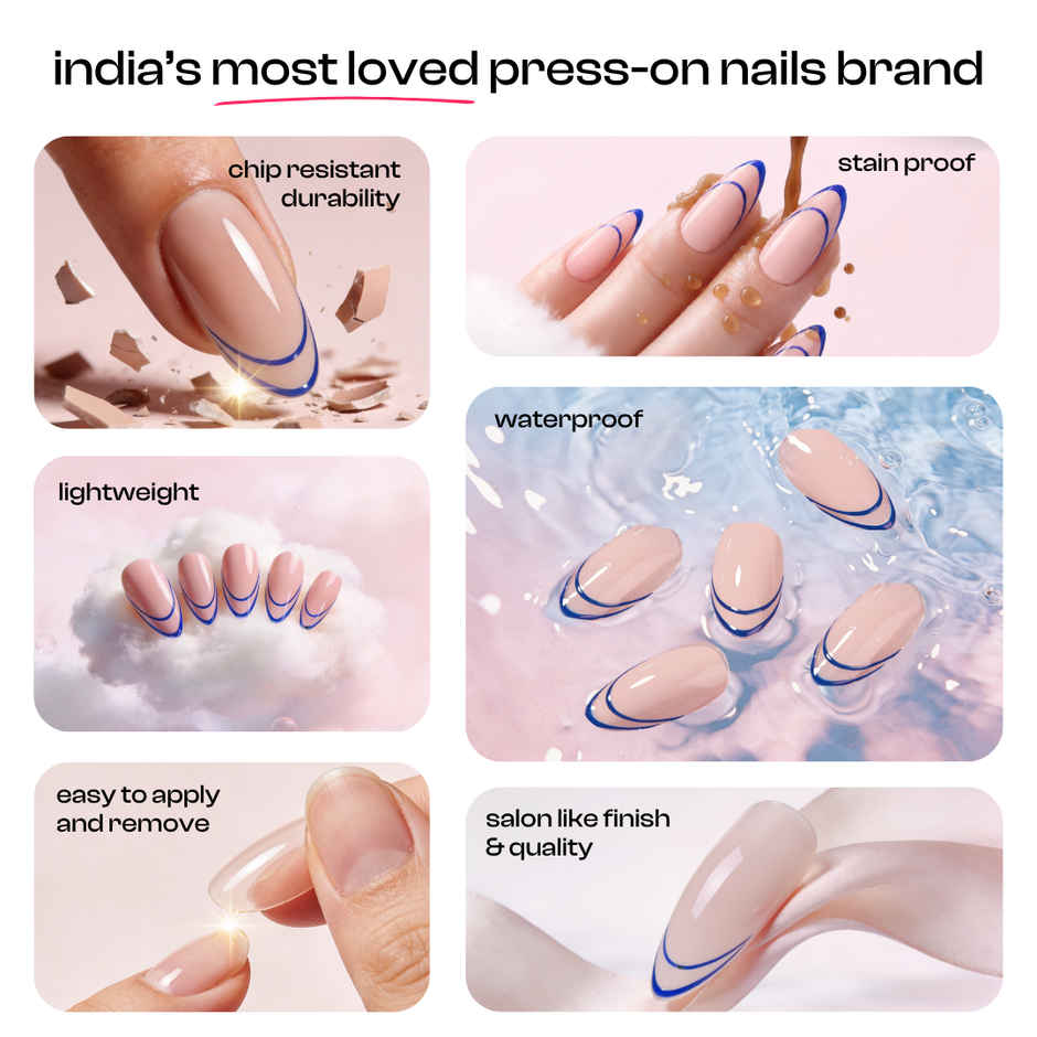 Nailinit Press On Nails Soft Affair | Reusable False Nail Extensions with Glue Tabs