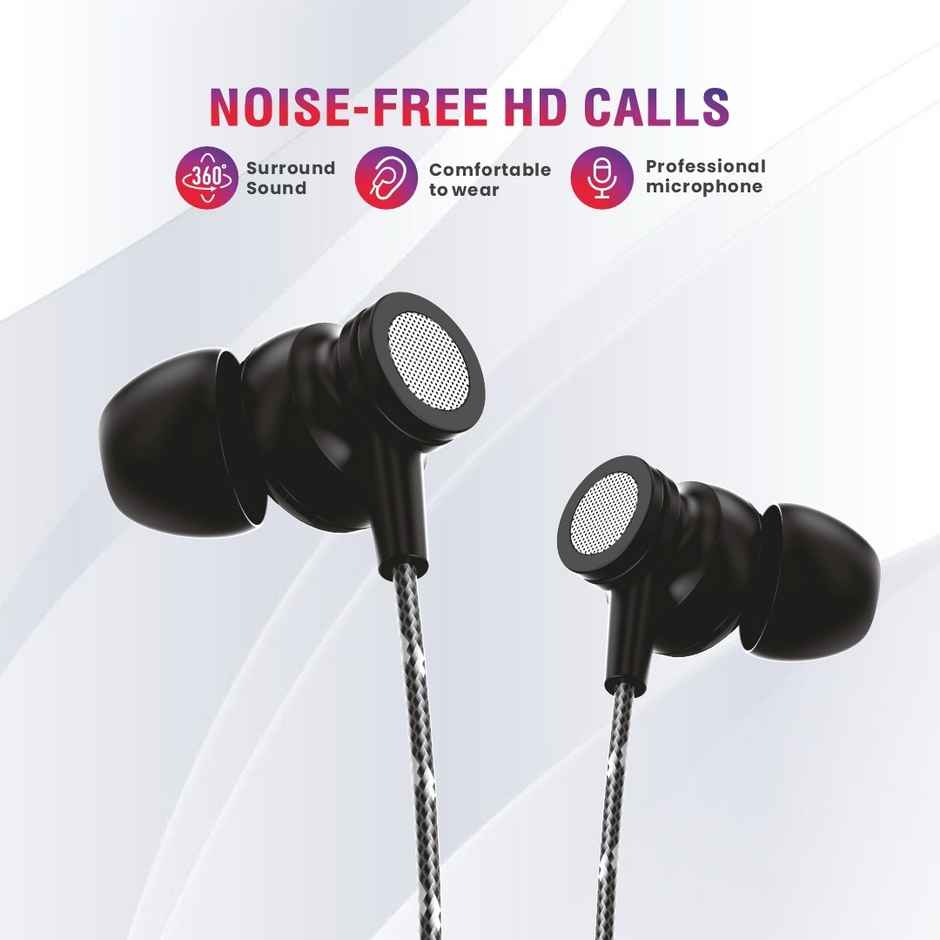 U&i Universe Wired Earphone with Volume Control | Cotton Wire | Type-C | Black