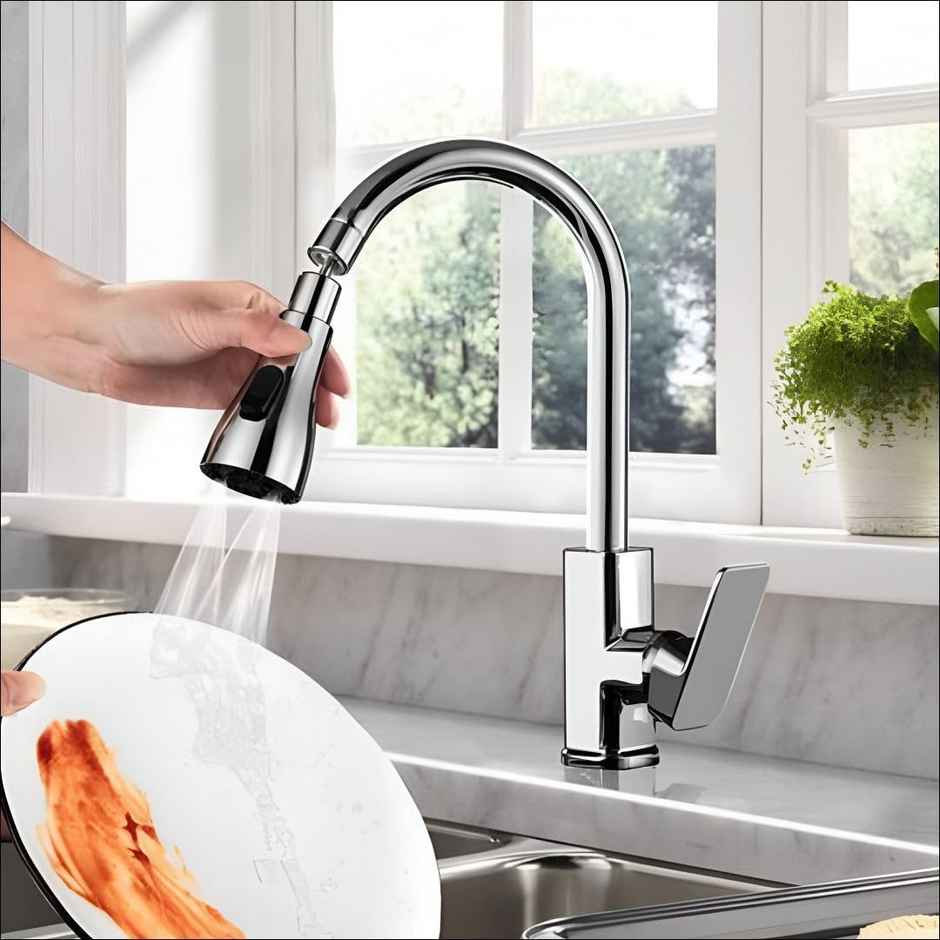 Daluci Kitchen Faucet Extender | Chrome 3-Mode Rotating Tap Nozzle Spray Head, Water Saver