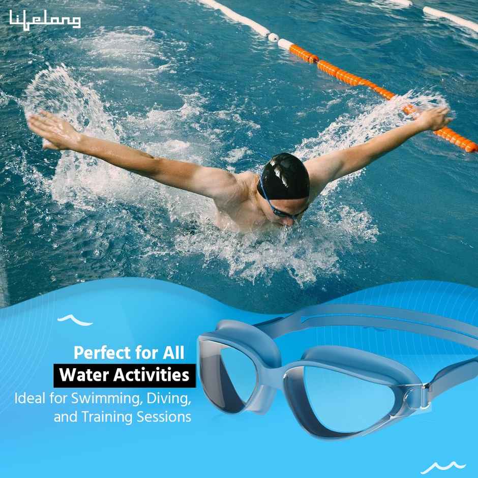 Lifelong Swimming Goggles for Adults | Anti-Fog Swim Glasses | Blue