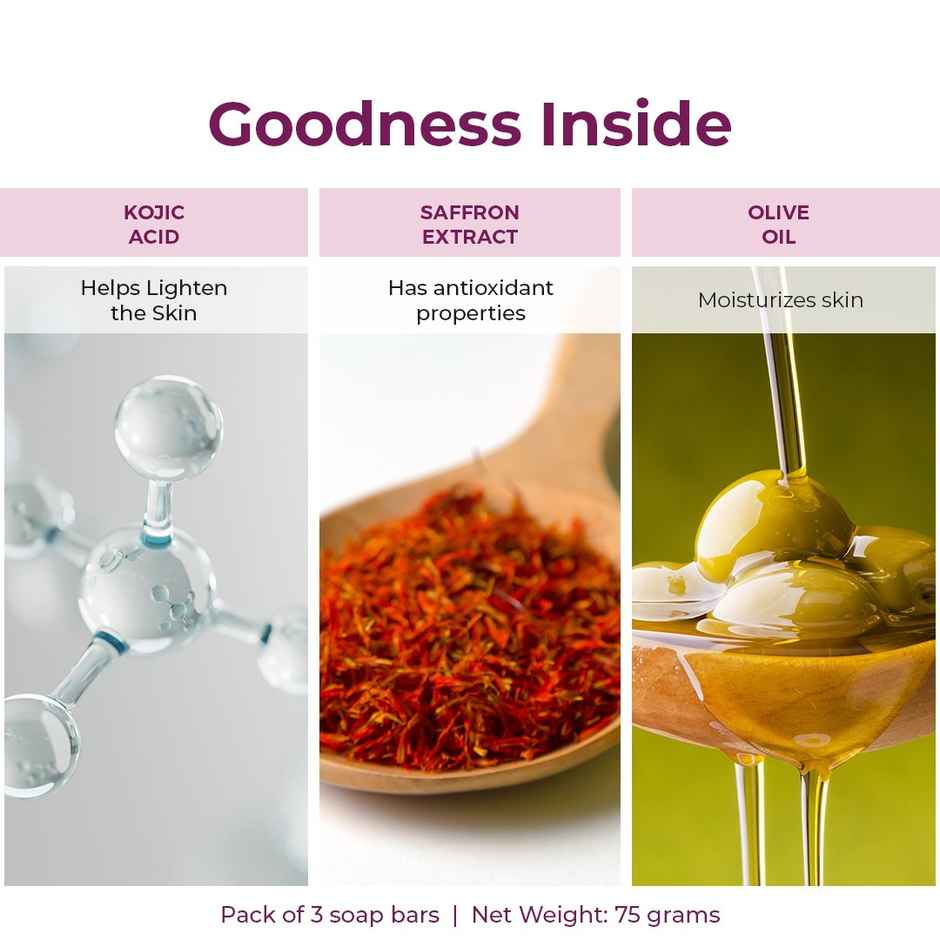 Kozicare Kojic Acid Soap And Glutathione Soap | Saffron Soap | Body Tan Removal Soap | Pack Of 3