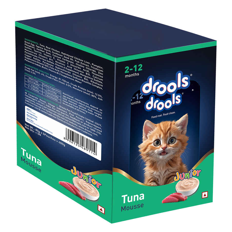 Drools Tuna Mousse Kitten Wet Cat Food, 80g (4+1 Pack Free)
