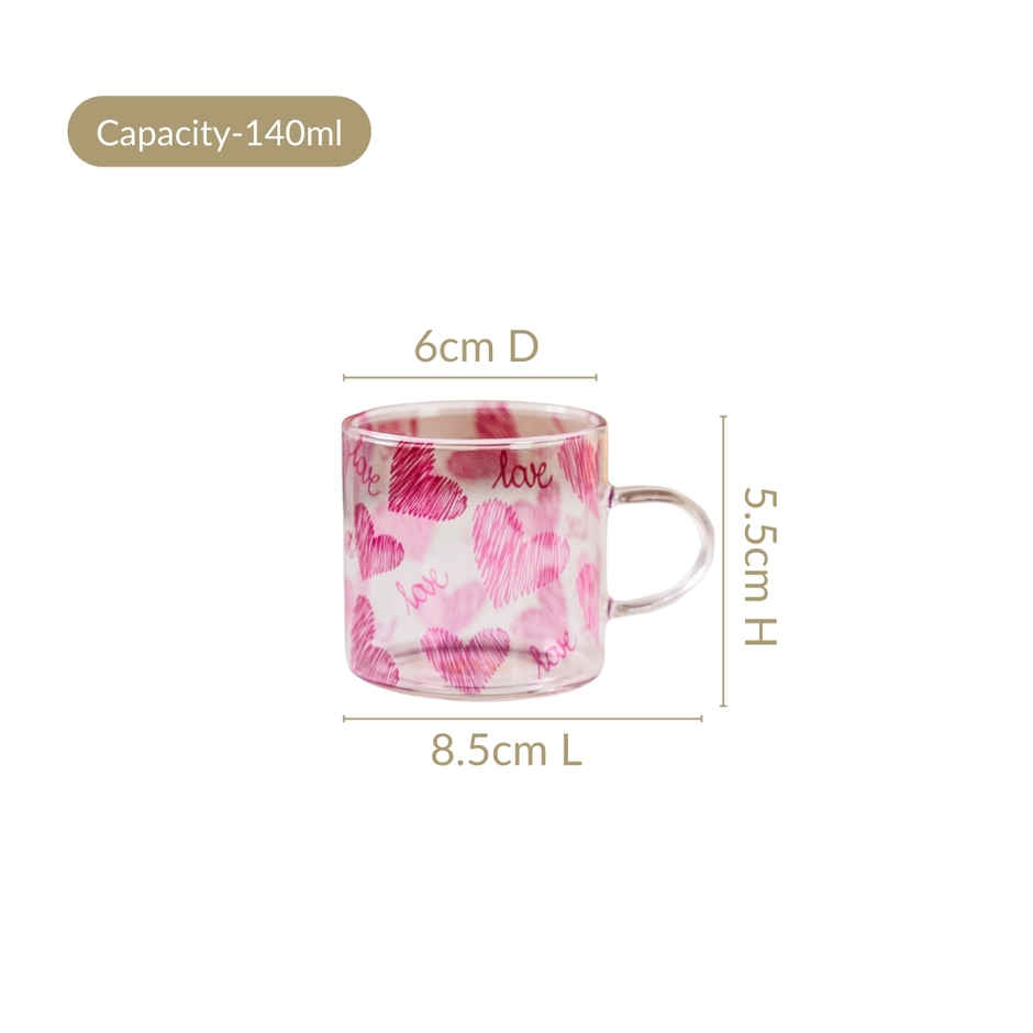 Nestasia Heart XO Glass Small Cup | 140 ml