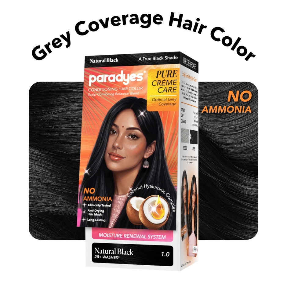 Paradyes Pure Creme Care No Ammonia Hair Color | Natural Black 1.0