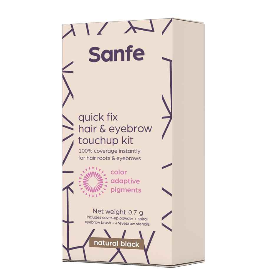 Sanfe Quick Fix Hair & Eyebrow Touch Up Kit | Black | Root Cover Up Powder Stick for Grey Hair