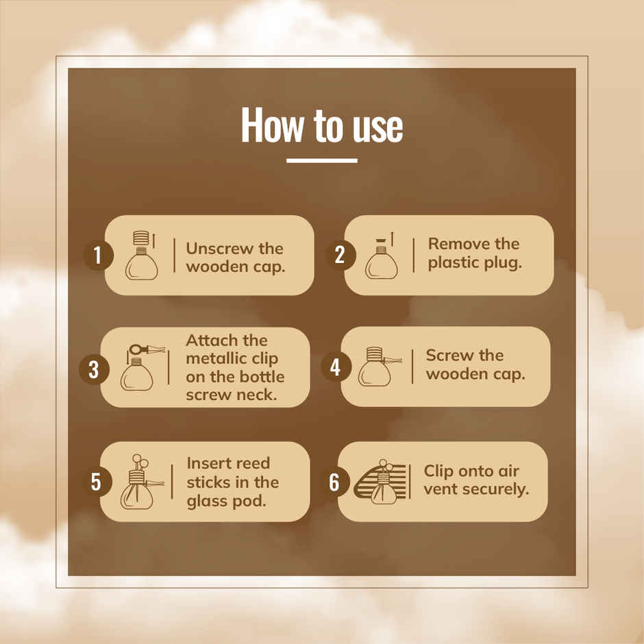 Aromahpure Car Perfume Vent Clip with Reed Stick | Sandalwood Fragrance | Last upto 30 days