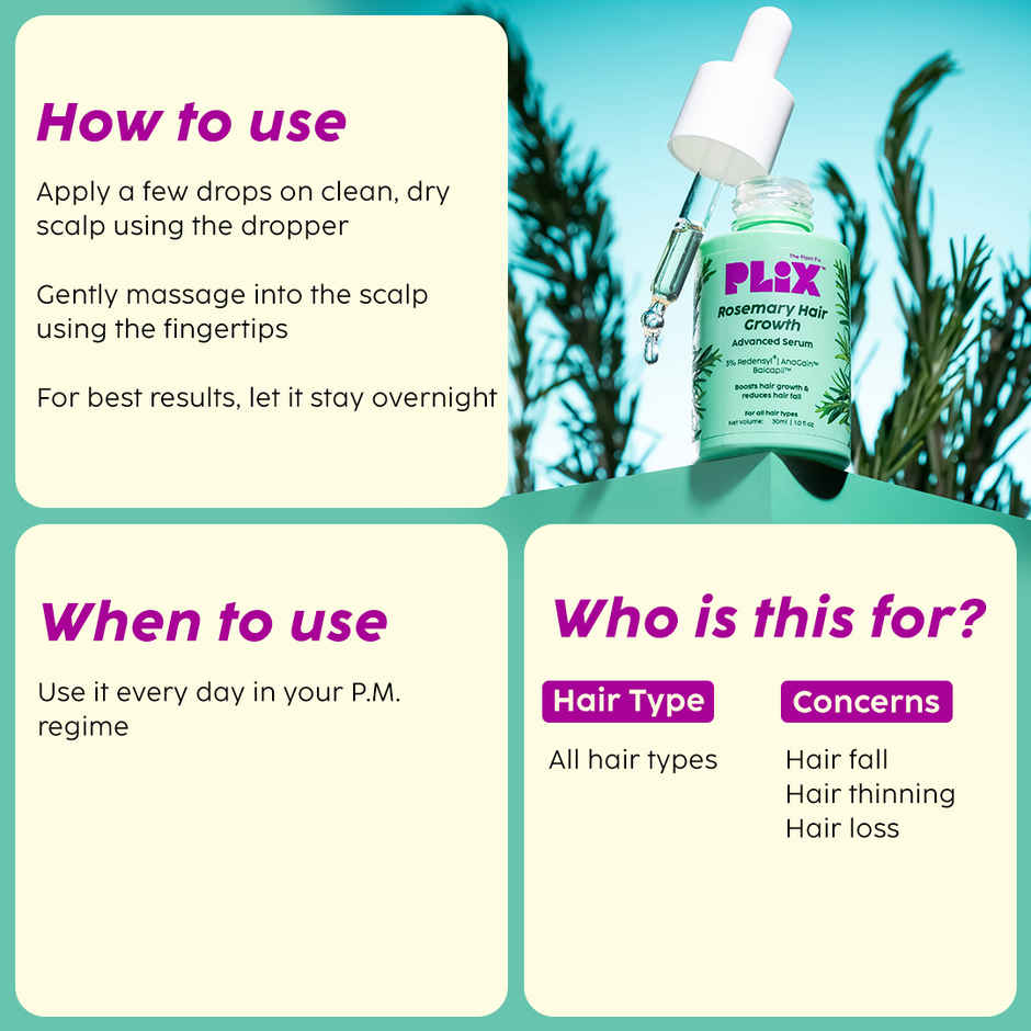 Plix The Plant Fix Rosemary Advanced Hair Growth Serum, Reduces Hair Fall & Promotes Hair Growth Combo