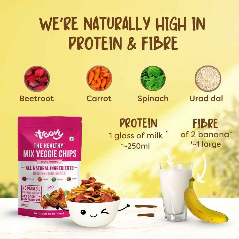 Troovy Healthy High Protein Mix Veggie Chips (No Palm Oil, No Chemicals) Combo 