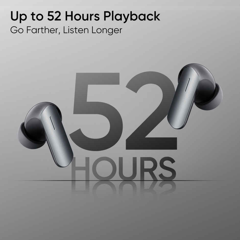 Realme Earbuds Air 7 | 12.4mm Bass, 52H Playtime, 52dB ANC, 6 Mic ENC, Low Latency | Slate Grey