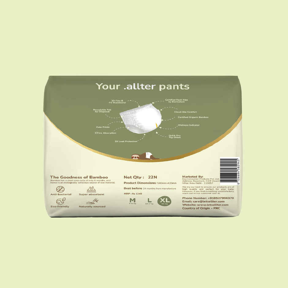 allter Bamboo Pant Style Diaper | XL | 22 pcs