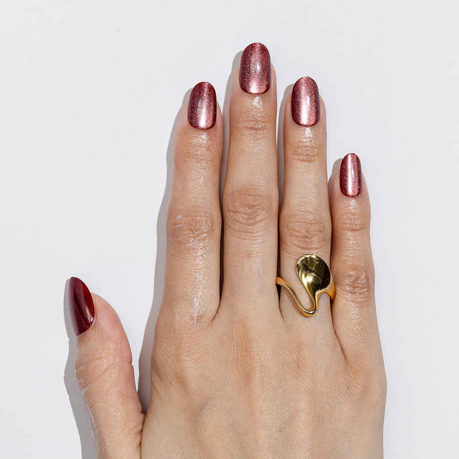 Gush Beauty Nailed It | Reusable Luxury Press On Nails With Application Kit - Redhead Energy Cat Eye