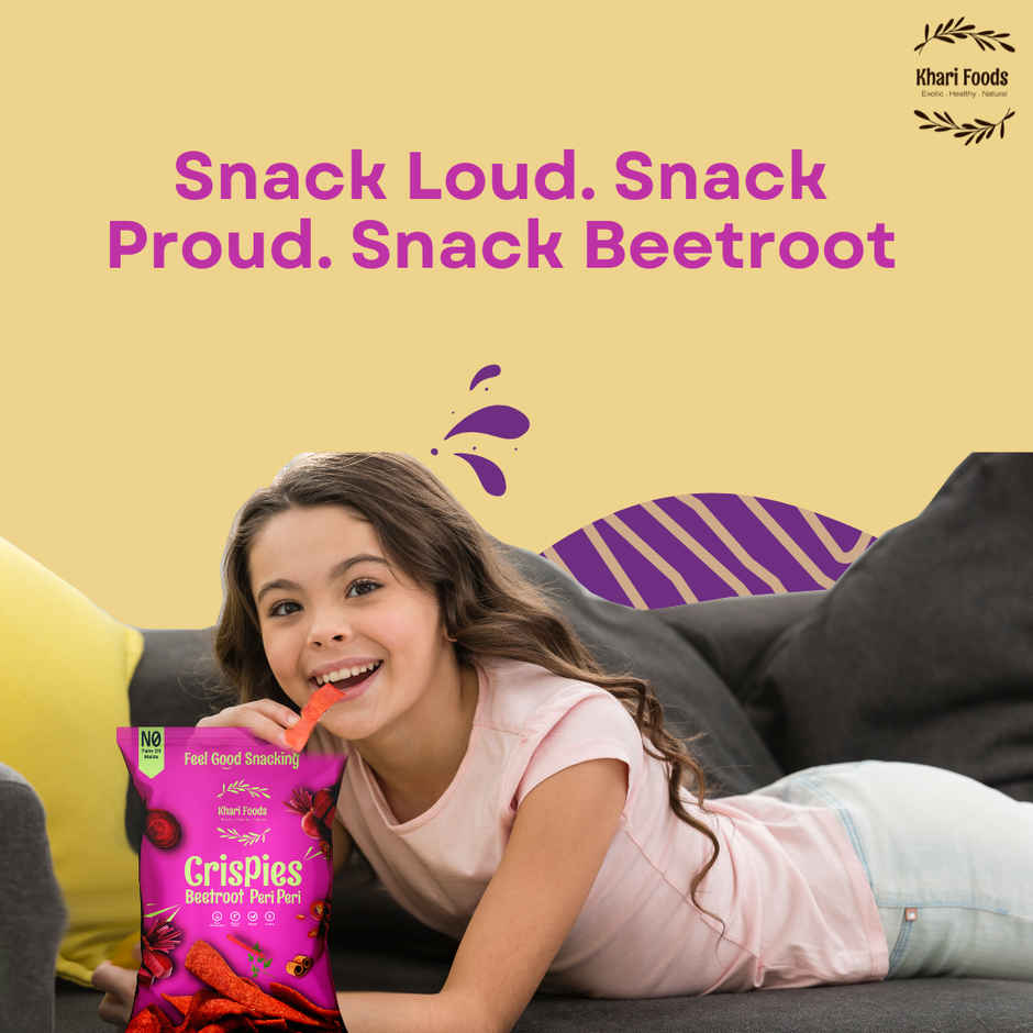 Khari Foods Peri Peri Beetroot Crispies | Healthy Snack Chips, No Palm Oil