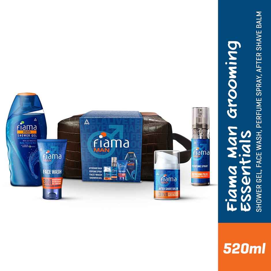 Fiama Men Grooming Essentials Gift Set, Free Pouch