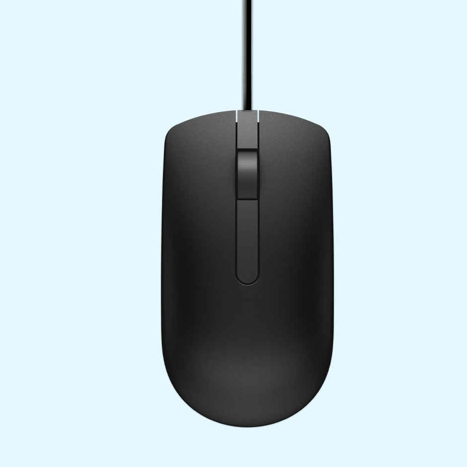 Dell MS116 Wired Optical Mouse - High Precision 1000DPI Sensor, USB Connectivity, Ergonomic Ambidextrous Design, Smooth Scrolling, Ideal for Office & Home Use - Black