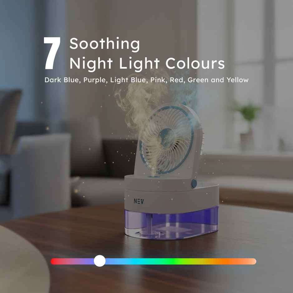 NEV Aqua Mist 4-in-1 Mini Desktop Fan with 3 Speeds | 500 ml Water Tank