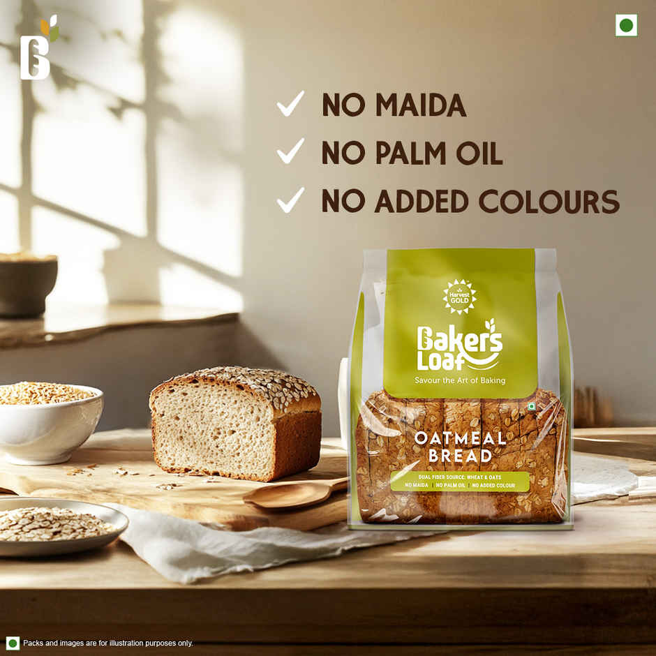 Baker's Loaf Fiber Source Oat-Meal No Palm Oil Bread by Harvest Gold