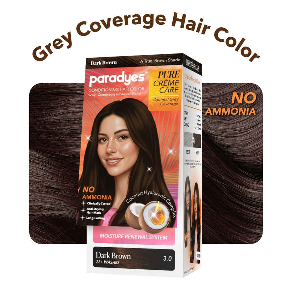 Paradyes Pure Creme Care No Ammonia Hair Color | Dark Brown 3.0