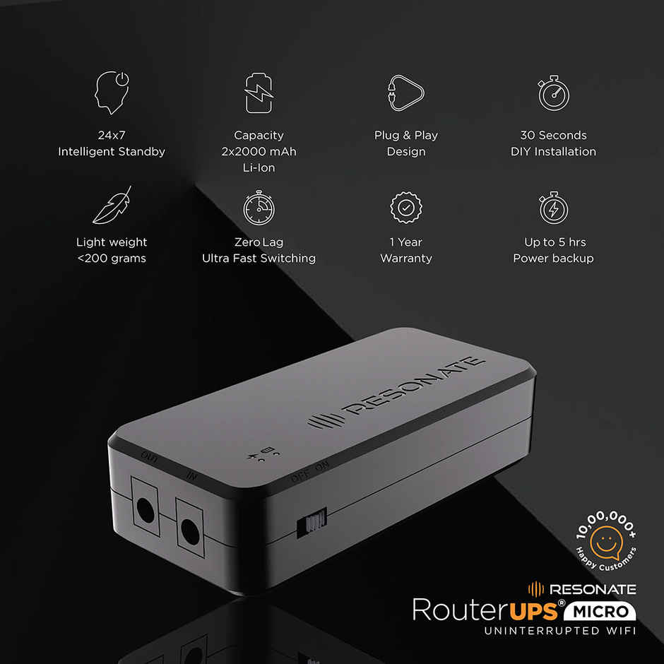 Resonate RouterUPS 12V1A , Upto 5 hours Backup - Micro