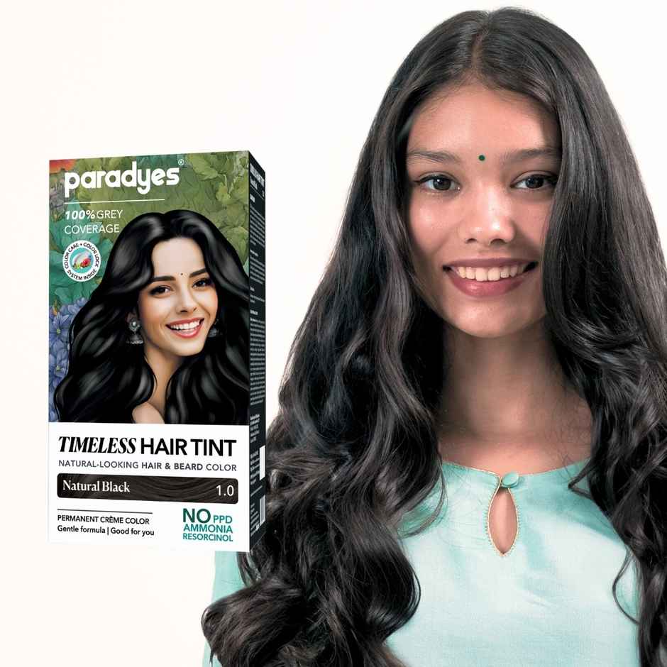 Paradyes Mini Timeless Hair Tint Free of Ammonia, PDD & Resorcinol Hair Color | Natural Black 1.0