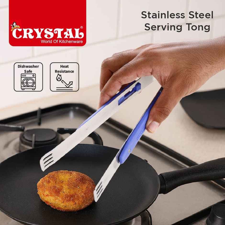Crystal Stainless Steel Serving Tong (Colour May Vary)