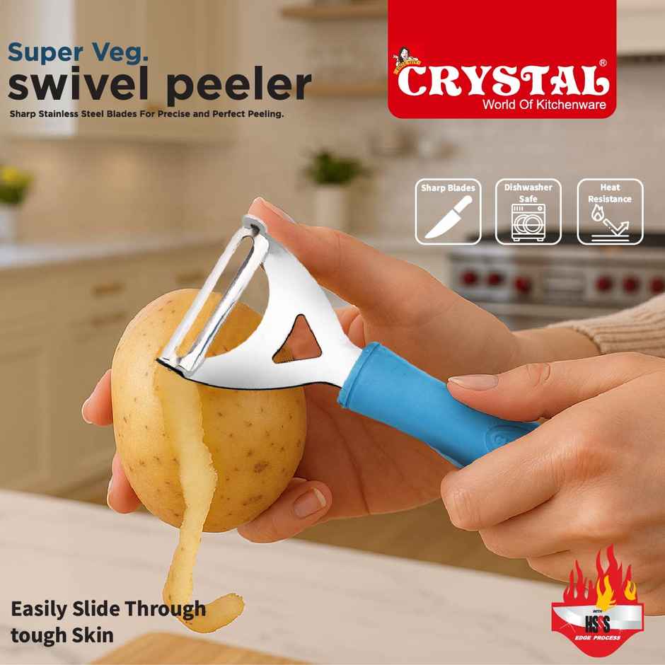 Crystal Super Veg Swivel Stainless Steel Peeler (Colour May Vary)