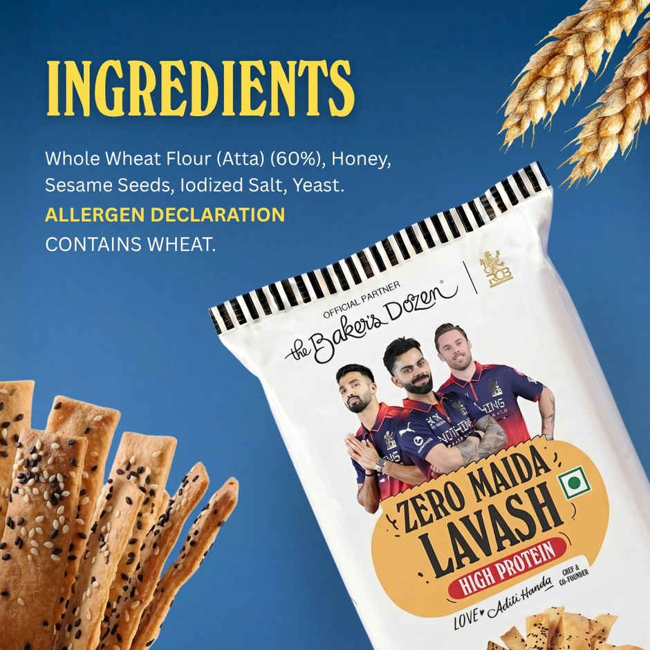 The Baker's Dozen Lavash Zero Maida| Baked | Flatbread Crisp for Dip | Whole Wheat | Healthy Snacks