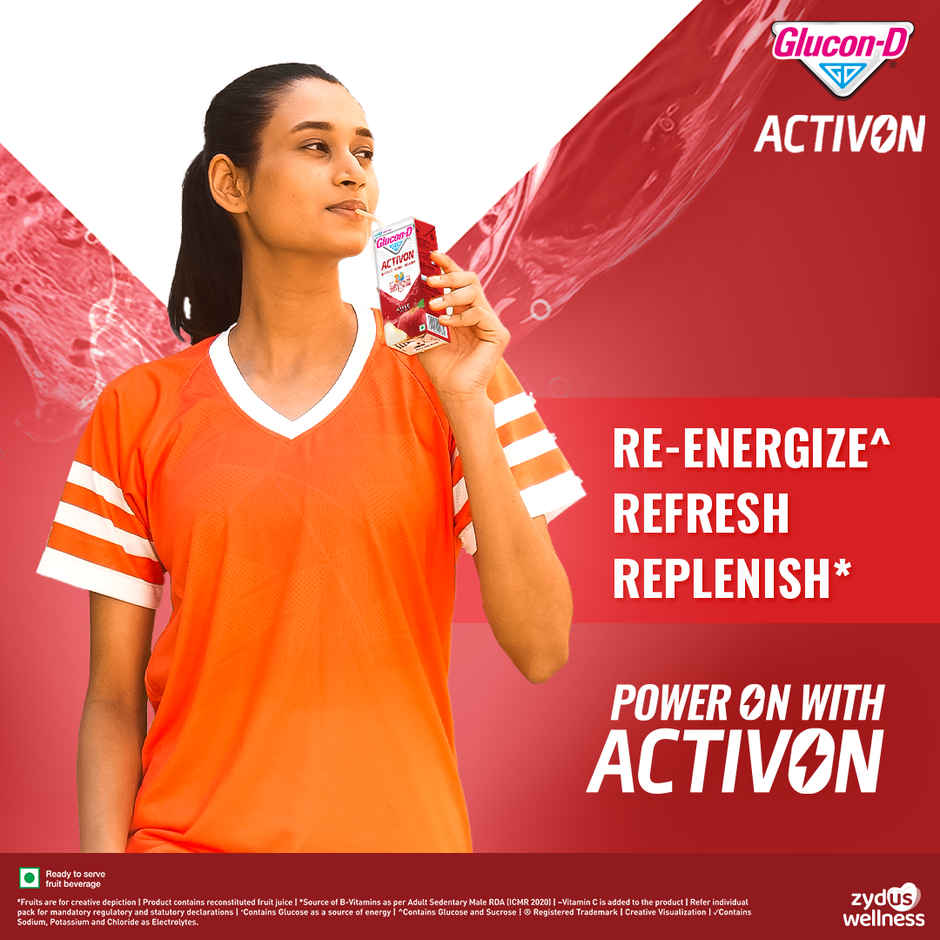Glucon-D Activon Electrolyte Energy Drink | Apple Flavour