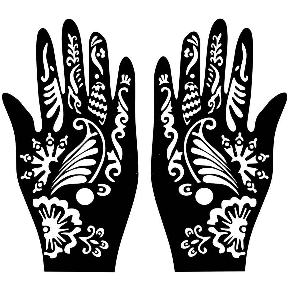 Sanfe Mehndi Stencil Full Hand Set, Henna Tattoo Stencil/Sticker Style 4