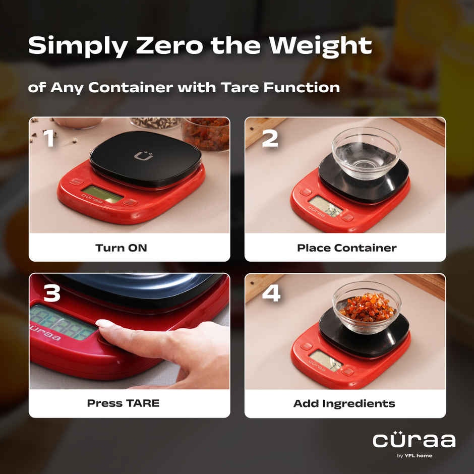 Curaa Kitchen Scale | Kitchen Food Weighing Scale for Health, Fitness, Baking, Cooking Tare Function