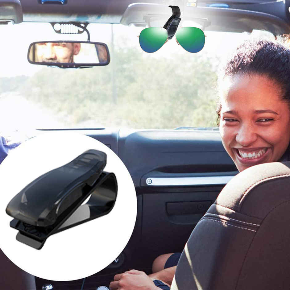 Potauto Car Organizer Sunglass Holder | Sun Visor Clip-On | Universal Fit | Black