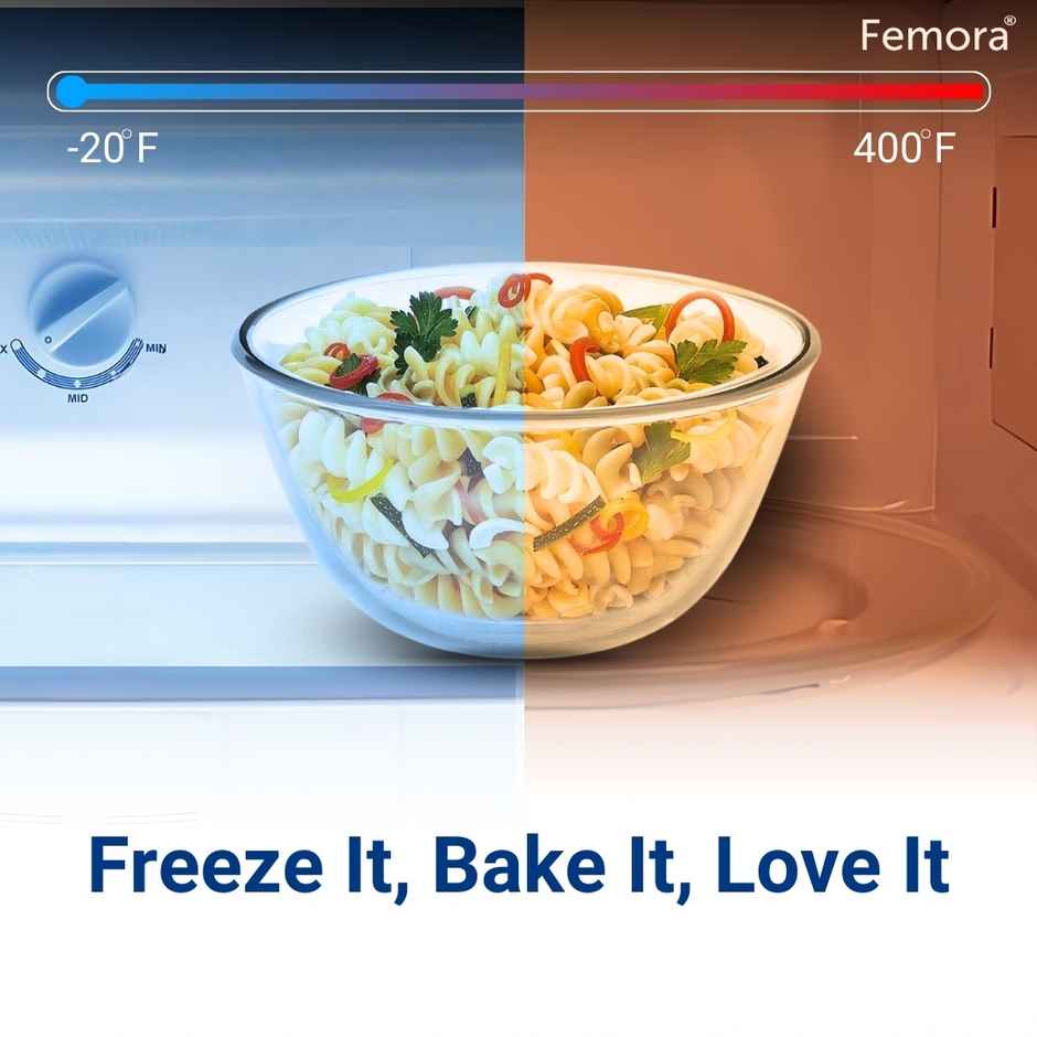 Femora Borosilicate Microwave Bowl Set Gift Set 400 Ml 700 Ml 1050 Ml Gift Set 3 Pcs