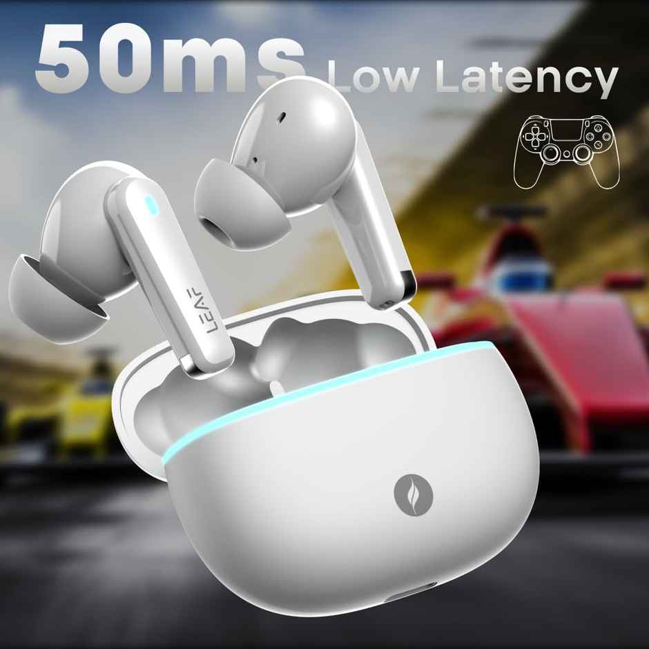 Leaf Buds X121 in Ear TWS Earbuds Ai Sound App, 30H Playtime, Quad Mic with Enc, 50Ms Low Latency, Fast Charging, 10Mm Driver, Ipx4, Bluetooth V5.4 TWS - Pure White