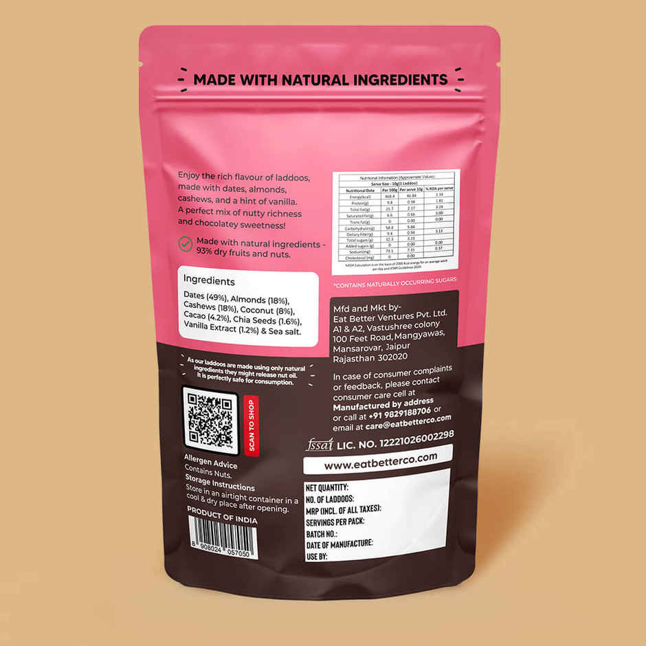 Eat Better Co - Vanilla & Chocolate Ladoos - No Added Sugar - High Protein, Natural Combo