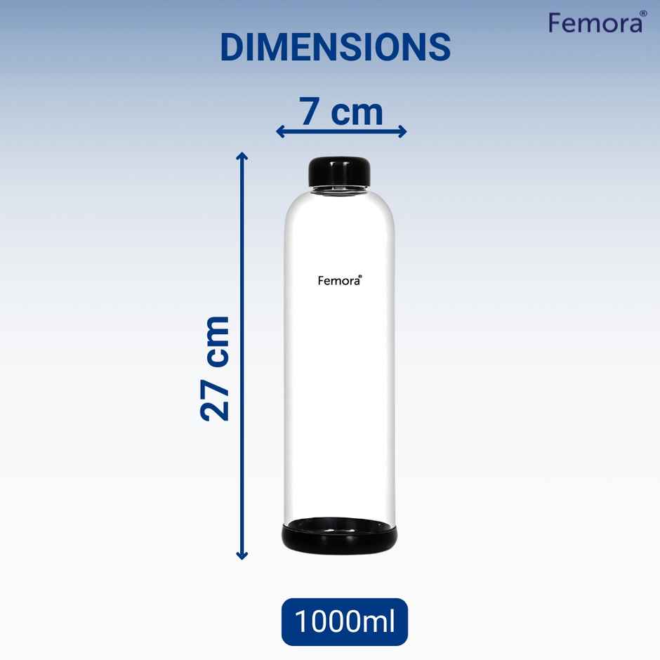 Femora Borosilicate Glass Fridge Bottle | Transparent | 1 L