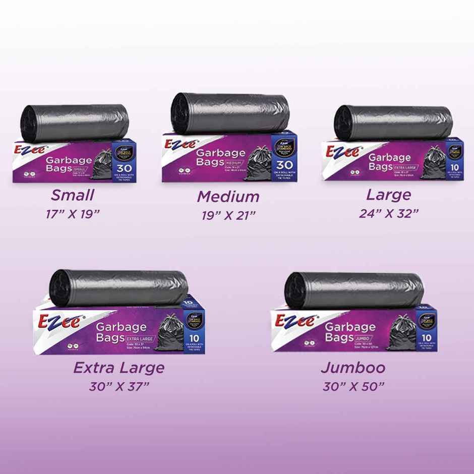 Ezee Premium Large Size Garbage Bag With Detachable Tie Tape