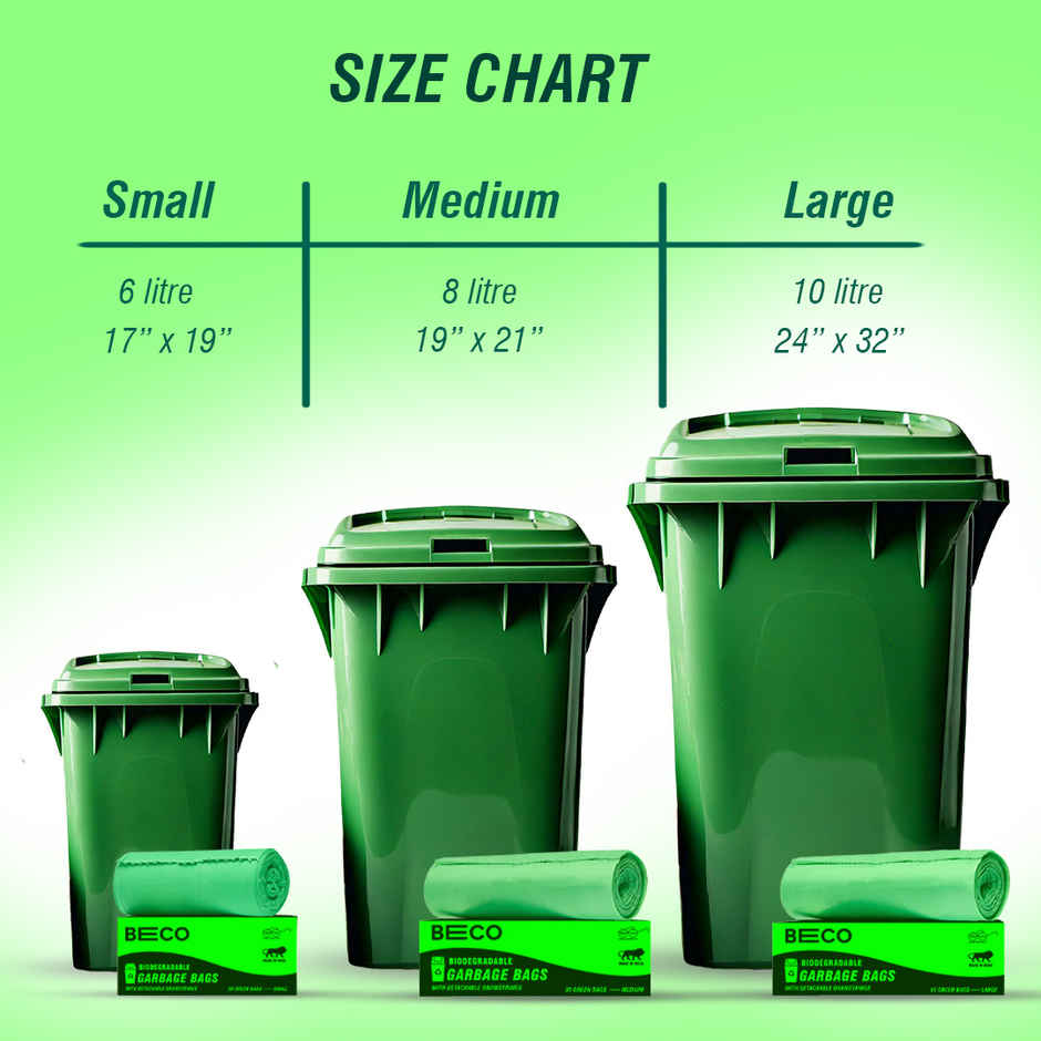 Beco Biodegradable Garbage Bags - Medium | 19 x 21 Inch 30 pc Combo