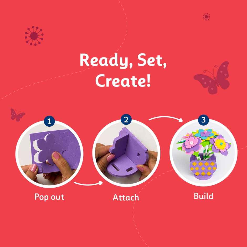 Fevicreate Flower Bouquet Craft Kit | Birthday Return Gifts for Kids | 5+ Years