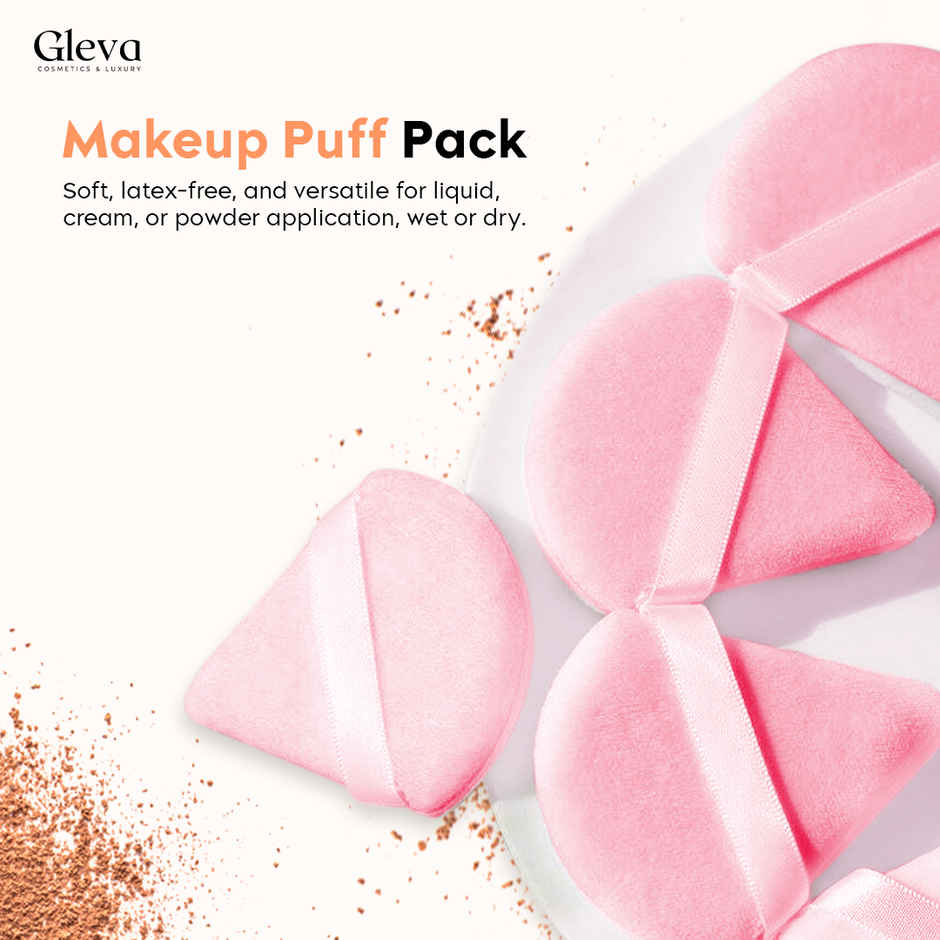 Gleva Triangle Makeup Puff 2 Pcs Soft Foundation Powder Blender Sponge Wet Dry Beauty Set