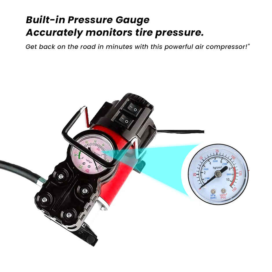 Potauto Digital Tyre Inflator With Led Light | 12 V Cigrette Car Plug | Upto 150 PSI