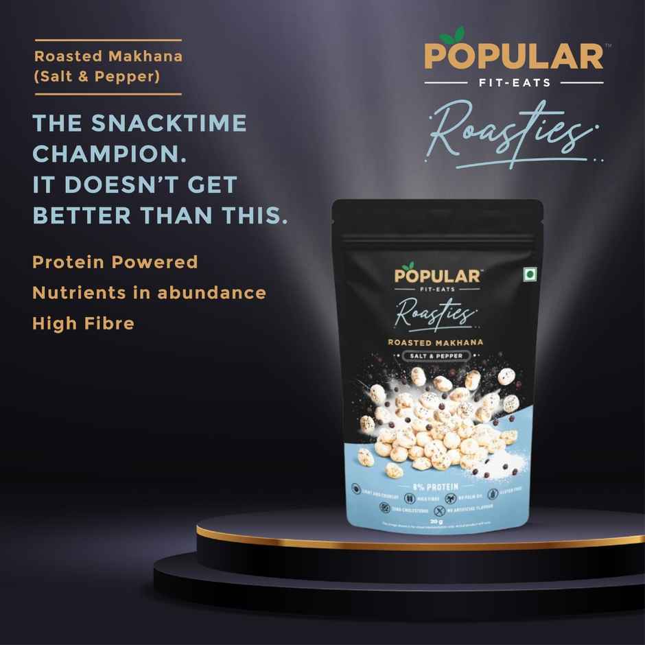 Popular Fit Eats Roasties Roasted Makhana Salt & Pepper