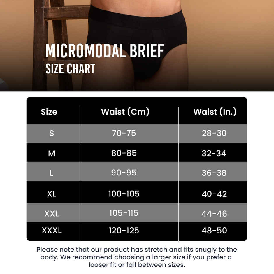 Freecultr Men's Underwear Micromodal Classic Brief - Pack of 1 Color Black Size - M