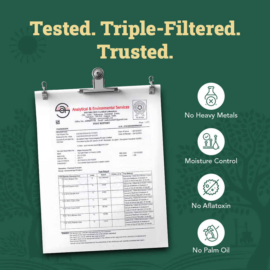 Anveshan Cold Pressed Virgin Coconut Oil | Glass Jar | Unrefined Cold Pressed