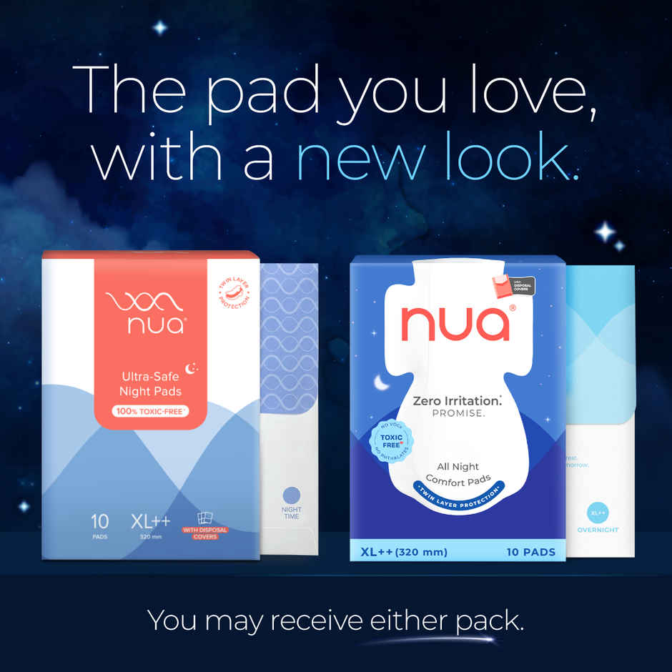 Nua All Night Comfort Sanitary Pads with Disposal Cover |XL++