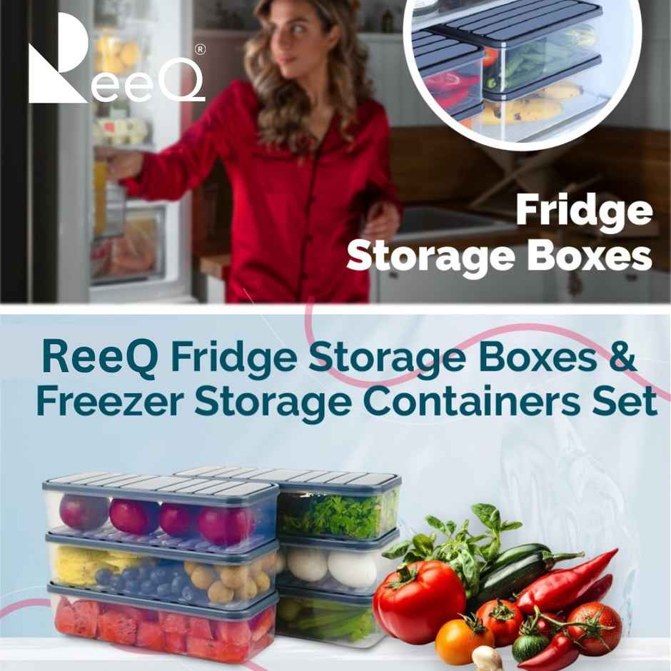 ReeQ Fridge Organizer Box Set Stackable Transparent Food Storage Containers