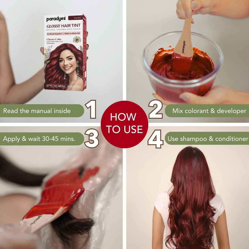 Paradyes No Bleach Cherry Coke Glossy Hair Tint, Ammonia-Free Formula - 6.6 True Red