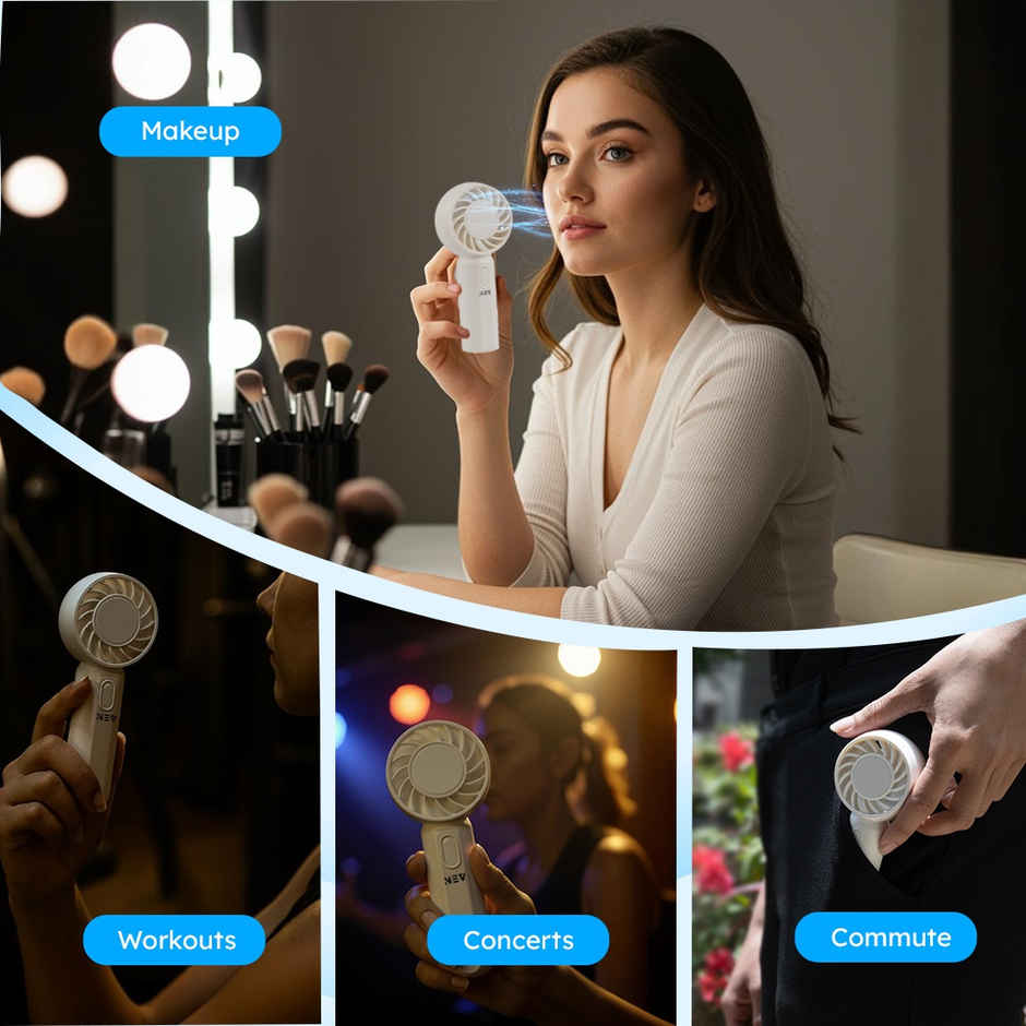 NEV Air Sync Portable Mini Fan with 3 Speeds, Handheld and Desktop, 500 mAh
